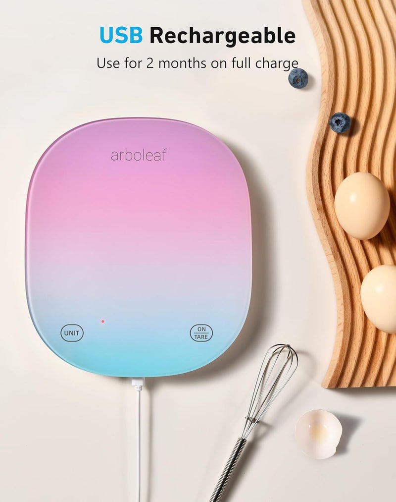 arboleaf Food Scale Rechargeable, Food Scales Digital Weight Grams and oz, Kitchen Scales Digital Weight, Smart Baking Measuring Food Scales for Kitchen Gift, Weight Loss, 0.1oz/0.5g, 22lbs/10kg - Image 2